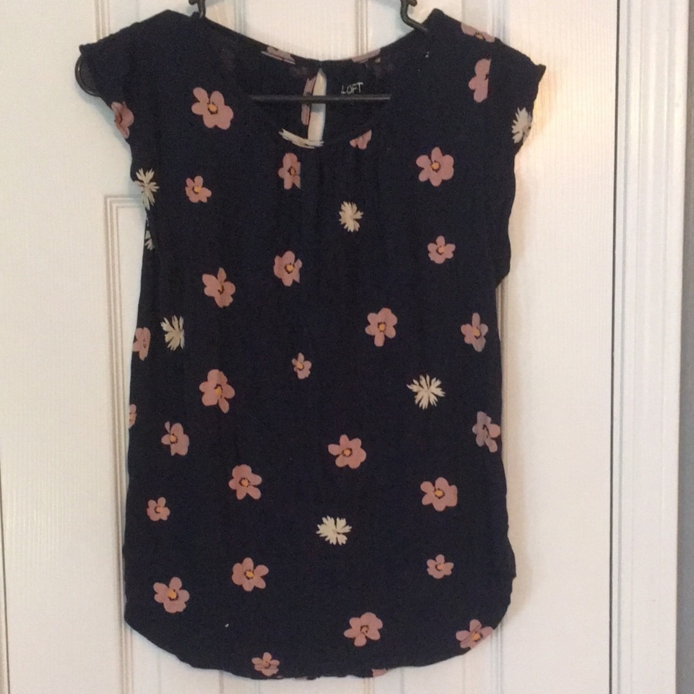 Loft Floral Cap-Sleeve Top